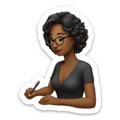 woman writer writing a book sticker