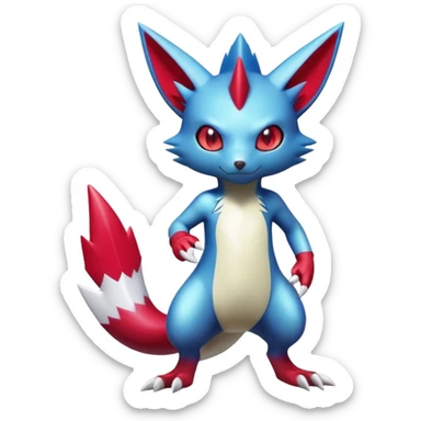 Cool Shiny Colorful Digimon-Sneasel-Zangoose-hybrid full body sticker