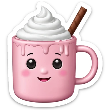 Marshmallow pink hot chocolate no face sticker