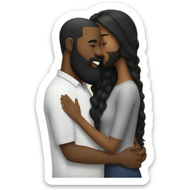 who’s woman black hair kissing black man with beard sticker