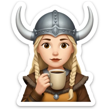 viking woman drinking coffee sticker