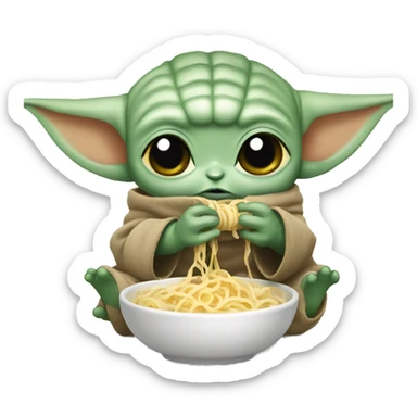 baby yoda eat noodle sticker