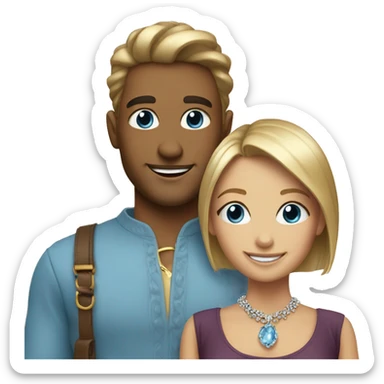 smiling couple with jewelry girl has blue eyes sticker