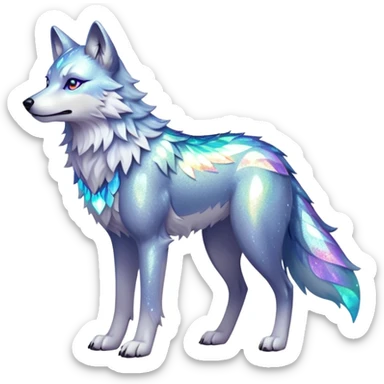 Falvie-Fionbri-creature-sparkle-wolf, full body sticker