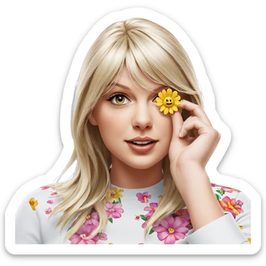 blonde girl in flower jewelry sticker