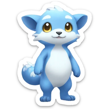 Cute cool white blue animal hybrid Fakemon full body sticker