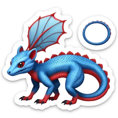 Blue red black white Salandit-genet-Salamence-fusion-hybrid-creature (full body) sticker