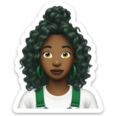 sza wear Overalls green & white tee sticker