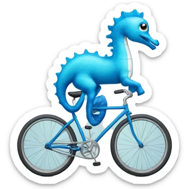 Blue seahorse riding a bicycle  sticker