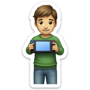 boy playing nintendo ds sticker