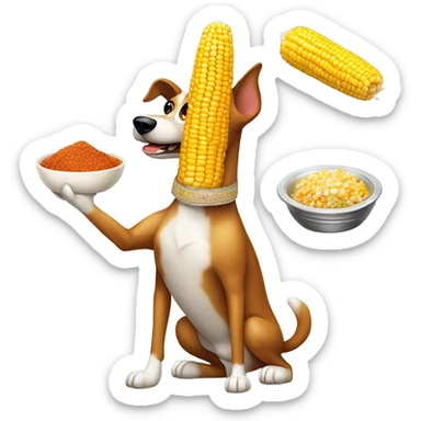 A dog cooking mexican corn  sticker