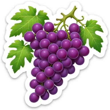 An emoji of a cluster of grapes on a vine, representing winemaking in ancient Rome. sticker