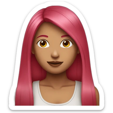 girl-long-straight-rosered-hair-partying-face sticker