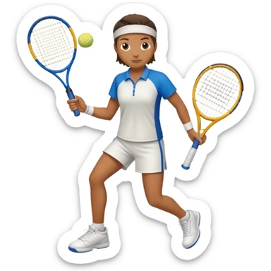 High resolution full body of a tennis player with just a one racket  sticker