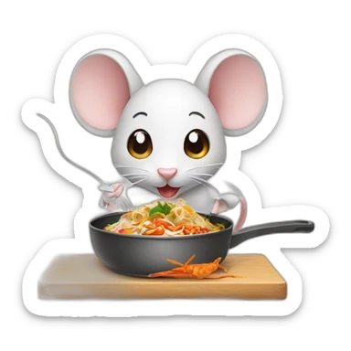 mouse cooking thai food sticker