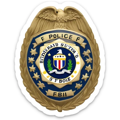 Police badge with the initials “FBI” sticker