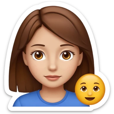 girl with brown hair and brown eyes, emoji style, version 4 sticker