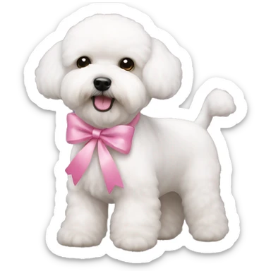  bichon frise with pink bow sticker
