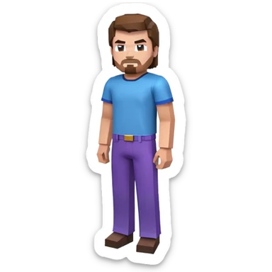 Jack Black as Minecraft Steve, blocky character with brown hair, blue shirt, and purple pants sticker