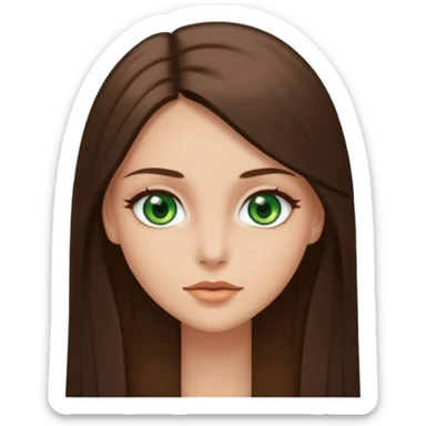 pretty woman in her 40s with green eyes and long straight ash-brown hair  sticker
