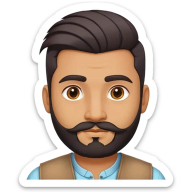 indian man with undercut hair style in casual dress with light facial hair, said face sticker