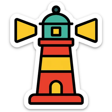 lighthouse in a lineal color outlined icon style sticker
