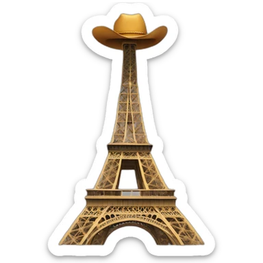 Eiffel Tower with a cowboy hat on top sticker