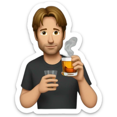 hank moody holds a glass of whisky and cigarettes sticker