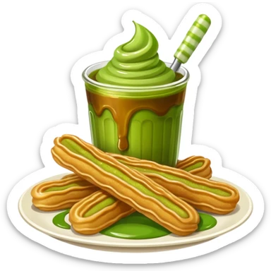 churros and matcha sauce sticker