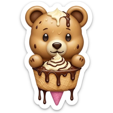 A teddy bear made out of ice cream  sticker