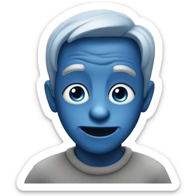 Blue face emoji sneaky sly expression  sticker
