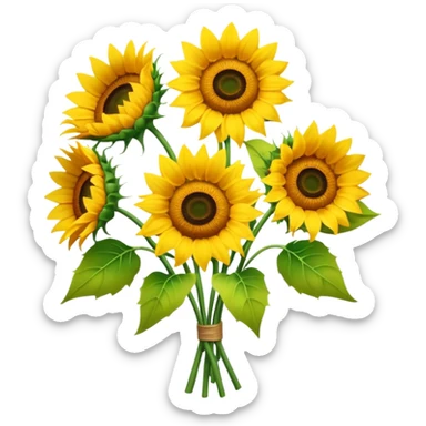 bouquet of 5 sunflower sticker