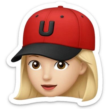 I need this emoji 🧢 changed to red with a black U on it  sticker