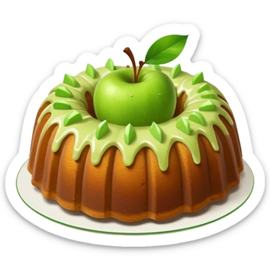 Bundt cake with green apple pieces sprinkled on top  sticker
