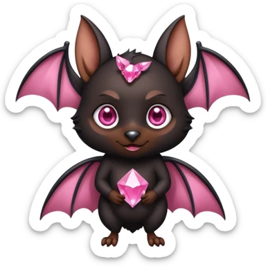 a normal bat witha pink diamond in its forhead, the full bat with his body  sticker