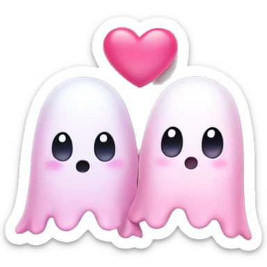 Two cute Ghost Friends pink Little Hearts  sticker