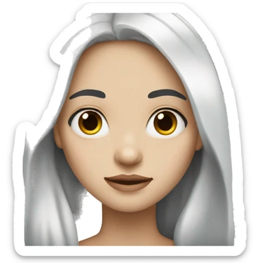 Woman who has white skin and half black hair and half White hair long hair sticker