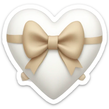 white heart with beige bow sticker