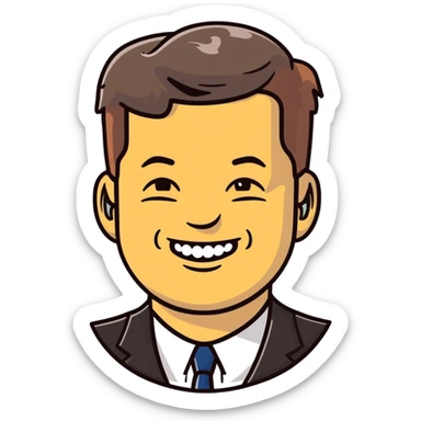John F Kennedy with his classic smile sticker