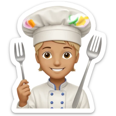 Eagle flyng over a kitchen with a fork in the hand sticker