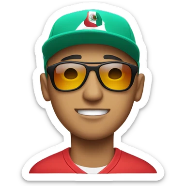 Bald Mexican young man with a baseball cap and sunglasses looking cool sticker