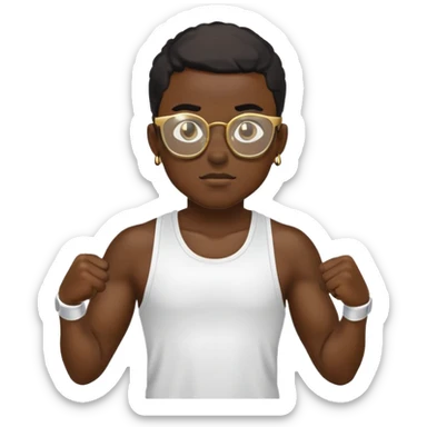 black boy gold glasses working out sweating sticker