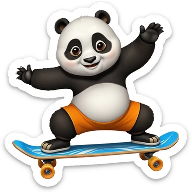 Kungfu panda on a skateboard  sticker
