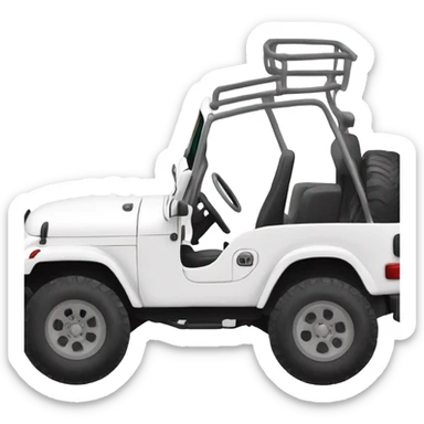 White Jeep with big wheels sticker