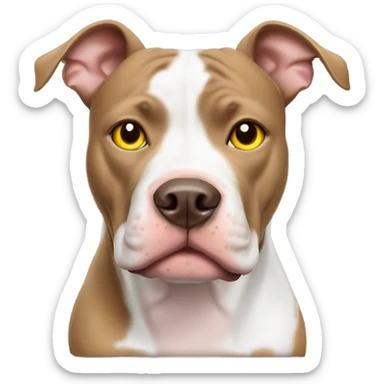 Brown and white pitbull with yellow eyes sticker