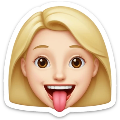 Very happy emoji with tounge out sticker