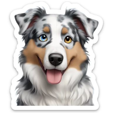 Blue Merle Australian shepherd mixed with a husky with ice blue eyes sticker
