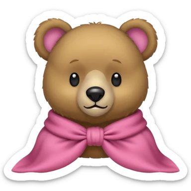 Ein süßer teddybär der mit einer hellrosanen decke zugedeckt ist und eine Schleife am Ohr hat sticker