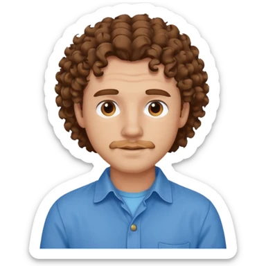 curly haired blue shirt man sticker