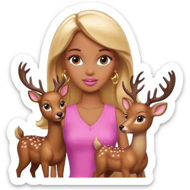 brown skin blonde barbie with deer sticker